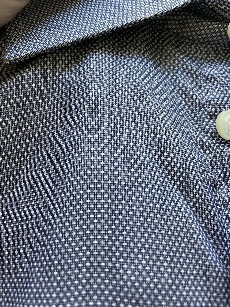 ETON Contemporary Dress Shirt Blue White 17.5 Made in Europe Romania 44 - Picture 2 of 6